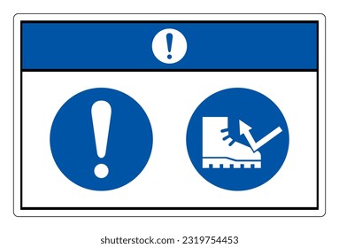 Beachten Sie die Verwendung von Stahl-Zehenschuhen Symbol-Zeichen, Vektorgrafik, isoliert auf weißem Hintergrund Etikett. EPS10