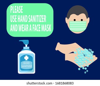 
notice for wash your hands  an wear a mask