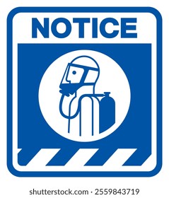 Notice Wear Breathing Apparatus Must Be Worn In This Area Symbol Sign,Vector Illustration, Isolated On White Background Label. EPS10 