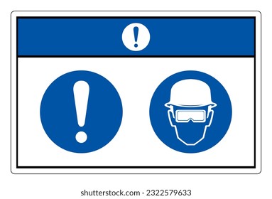 Notice Wear Head Protection Symbol Sign,Vector Illustration, Isolated On White Background Label. EPS10