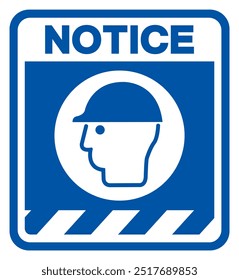 Notice Wear Head Protection Symbol Sign,Vector Illustration, Isolated On White Background Label.EPS10