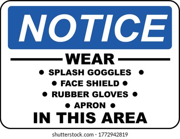 Notice Wear PPE In This Area Sign