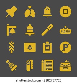 notice web icons. Push pin and Bells, Stop and Closed symbol, vector signs