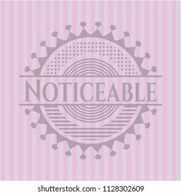 Noticeable badge with pink background