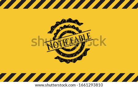 Noticeable black grunge emblem with yellow background. Vector Illustration. Detailed.