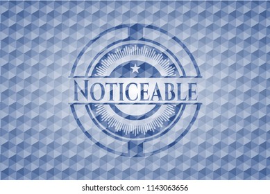 Noticeable blue badge with geometric pattern background.