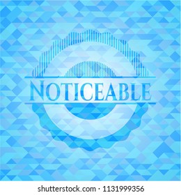 Noticeable light blue mosaic emblem