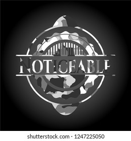 Noticeable on grey camouflage pattern
