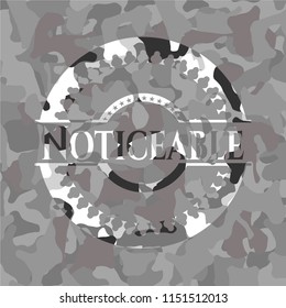 Noticeable on grey camouflaged pattern