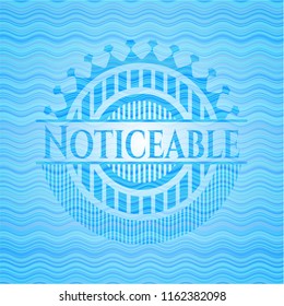 Noticeable sky blue water emblem background.