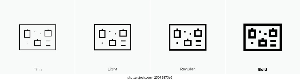 noticeboard icon. Thin, Light Regular And Bold style design isolated on white background
