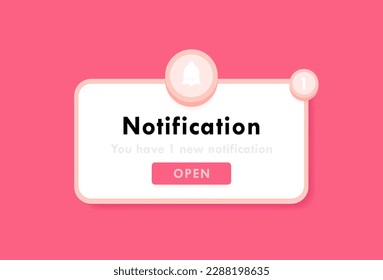 Notification about events, business planning, timetable or date reminder. Notification pop up box with a bell. Modern flat style vector illustration.