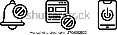 Notification and Access Limitation – Mute Alerts, Block Website, and Power Off Phone Icons