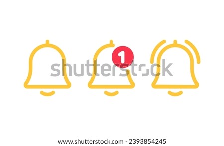 Notification and Alarm vector line icon set. Alarm clock and Incoming inbox information outline icons.