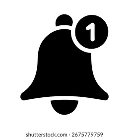 Icono de campana de alerta de notificación con número uno