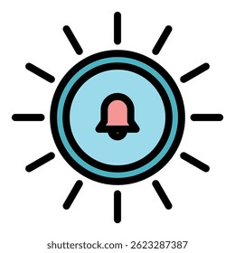 Notification alert icon. Outline notification alert vector icon color flat isolated