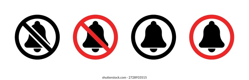 Notification and Alert Icon Set: Bell, Reminder, Alert, Mute, Silence, Message, Signal, Notify, Warning