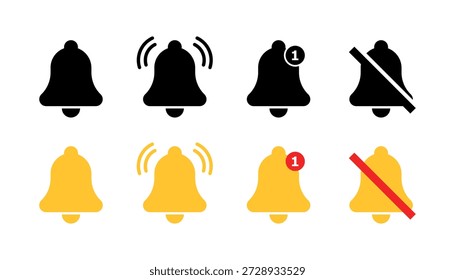 Benachrichtigungs- und Warnungs-Symbolsatz. Enthaltend Alarm, Glocke, Ton, Nachricht, Erinnerung, Warnung, Symbole, Benachrichtigung und mehr.
