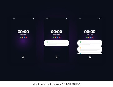 Notification Alerts on Smartphone Home Screen Phone User Interface User Experience UI Template Vector Illustration