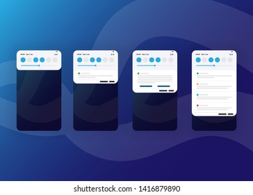 Notification Alerts on Smartphone Home Screen Phone User Interface User Experience UI Template Vector Illustration
