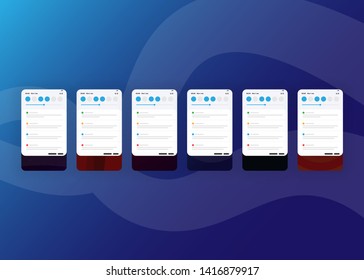Notification Alerts on Smartphone Home Screen Phone User Interface User Experience UI Template Vector Illustration