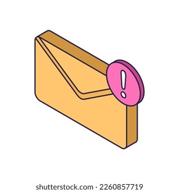 Notification with allert symbol. internet or mail messages. Vector 3d isometric, color web icons Creative illustration, idea for web