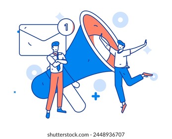 Notification announcement vector creative flat hand drawn illustration
