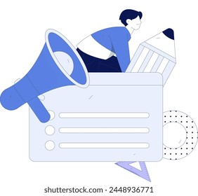 Notification announcement vector creative flat hand drawn illustration
