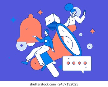 Notification announcement vector creative flat hand drawn illustration
