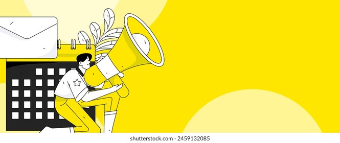 Notification announcement vector creative flat hand drawn illustration
