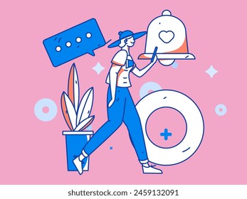 Notification announcement vector creative flat hand drawn illustration
