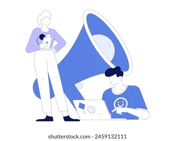 Notification announcement vector creative flat hand drawn illustration

