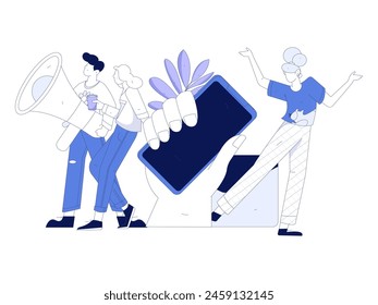 Notification announcement vector creative flat hand drawn illustration

