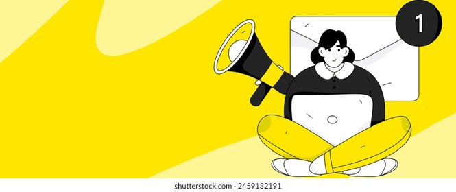 Notification announcement vector creative flat hand drawn illustration
