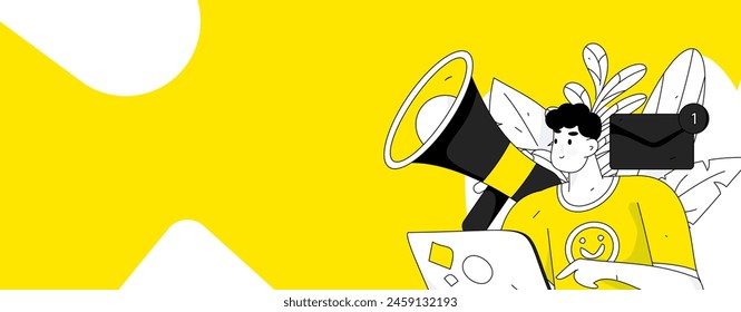 Notification announcement vector creative flat hand drawn illustration
