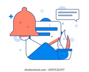 Notification announcement vector creative flat hand drawn illustration
