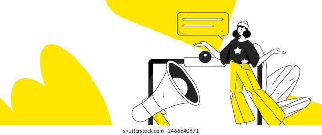 Notification announcement vector creative flat hand drawn illustration
