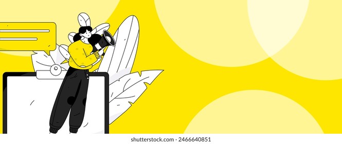 Notification announcement vector creative flat hand drawn illustration
