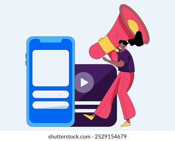 Notification announcement vector creative flat hand drawn illustration
