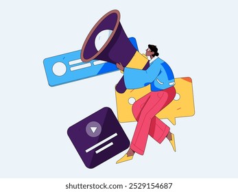 Notification announcement vector creative flat hand drawn illustration
