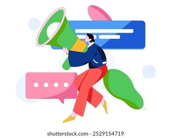 Notification announcement vector creative flat hand drawn illustration
