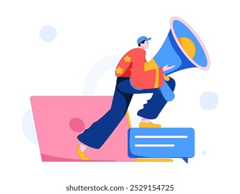 Notification announcement vector creative flat hand drawn illustration
