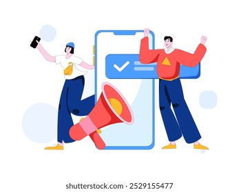 Notification announcement vector creative flat hand drawn illustration
