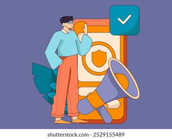 Notification announcement vector creative flat hand drawn illustration
