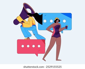 Notification announcement vector creative flat hand drawn illustration
