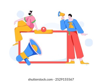 Notification announcement vector creative flat hand drawn illustration
