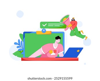 Notification announcement vector creative flat hand drawn illustration
