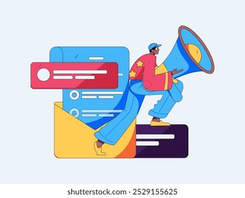 Notification announcement vector creative flat hand drawn illustration
