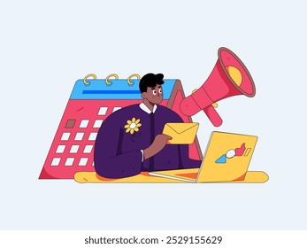 Notification announcement vector creative flat hand drawn illustration
