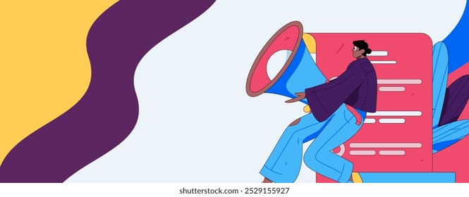 Notification announcement vector creative flat hand drawn illustration
